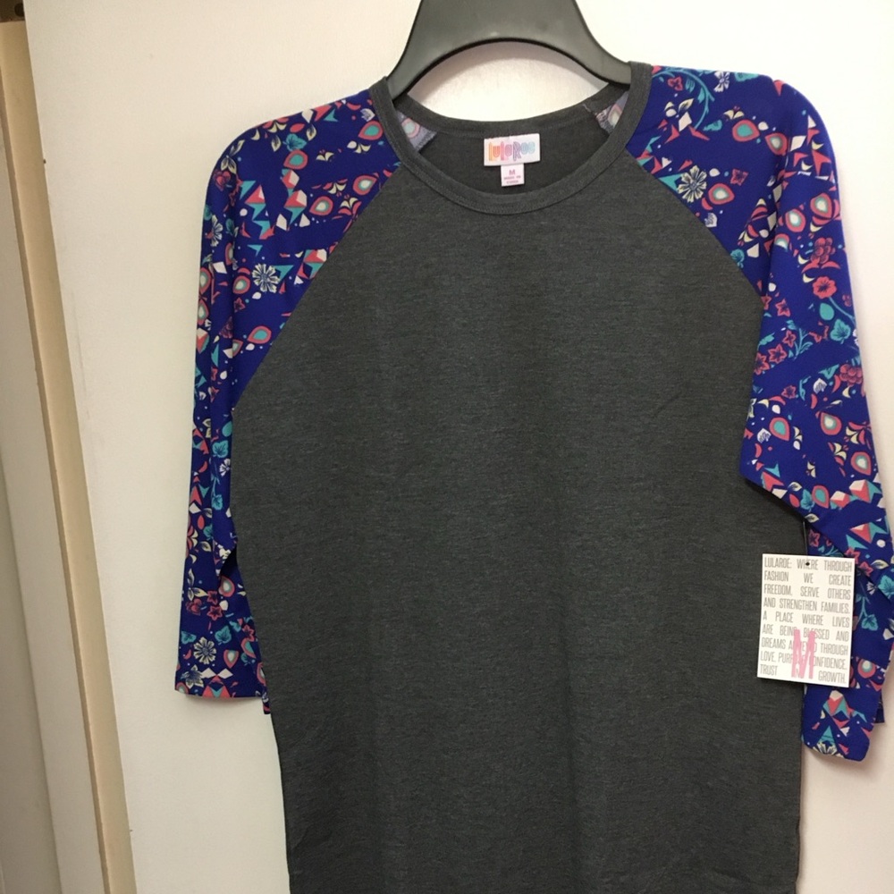 Gray and Blue womens Raglan Shirt